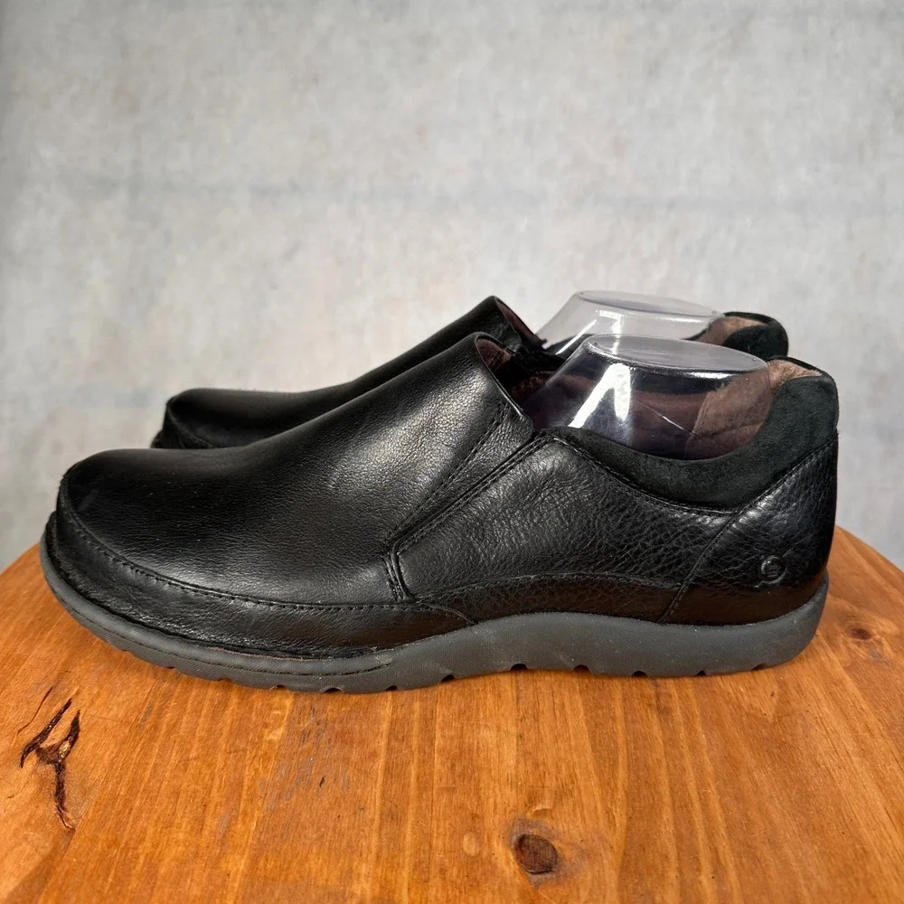 Born H48203 Slip On Loafers Mens 14 Black Good Leather Comfort Walking Shoes